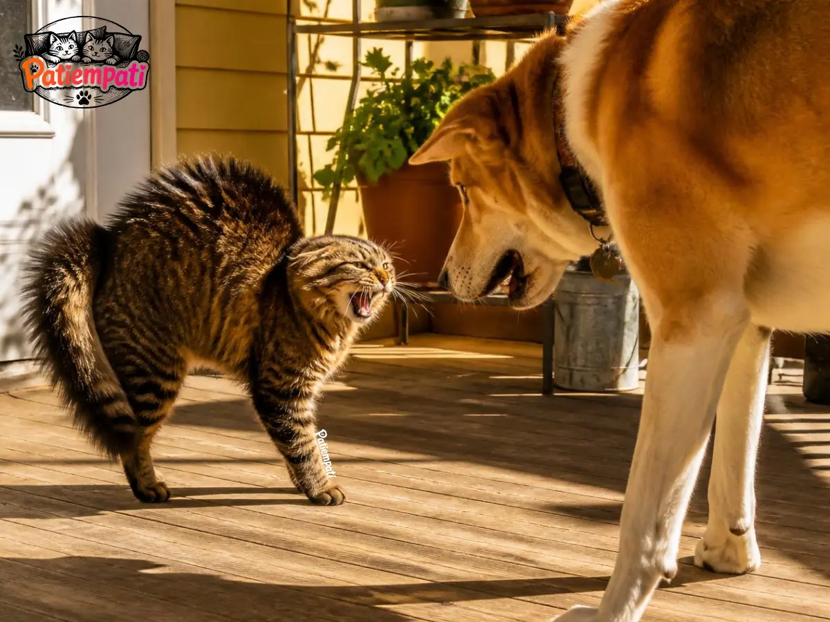 Sırtını kamburlaştıran kedi